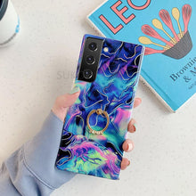 Load image into Gallery viewer, Laser Marble Pattern Ring Holder Protective Cover For Samsung S23 S22 S21 S20 Note20 Ultra Plus