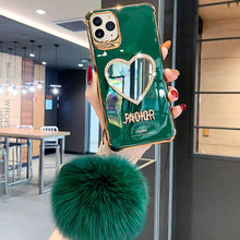 Load image into Gallery viewer, 2021 Luxury Electroplating Makeup Mirror iPhone Case With Hairball