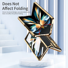Load image into Gallery viewer, Hinge Folding Leather Magnetic Bracket Shell Electroplated Case For Samsung Galaxy Z Fold4 Fold3 5G Support Wireless Charging