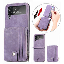Load image into Gallery viewer, Wallet Case For Samsung Galaxy Z Flip4 Flip3 with Detachable Card Slot Kickstand Zipper - GiftJupiter