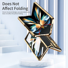 Load image into Gallery viewer, Hinge Folding Leather Magnetic Bracket Shell Electroplated Case For Samsung Galaxy Z Fold4 Fold3 5G With S Pen Slot & Stylus