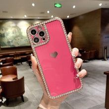 Load image into Gallery viewer, 2021 Luxury Diamond Electroplating Love Heart Protective Case For iPhone