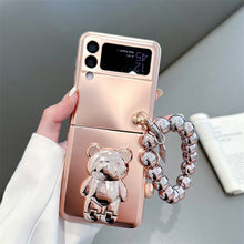 Load image into Gallery viewer, Solid Color Electroplated Bear Stand For Samsung Galaxy Z Flip3/4 Case - mycasety2023 Mycasety