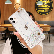 Load image into Gallery viewer, Bling Glitter Wrist Strap Phone Case For iPhone 12 11 Pro Max XR XS Max X 7 8 6S 6 Plus 12Mini 11Pro Soft Transparent Back Cover