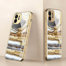 Load image into Gallery viewer, 2021 Luxury Marble Plating Anti-knock Baroque Carving Edge Protection Tempered Glass Case For iPhone