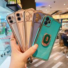 Load image into Gallery viewer, Plating Clear Candy Color Phone Case with Ring Holder for iPhone 11 12 Pro Max XS Max XR X 8 7 Plus - VooChoice