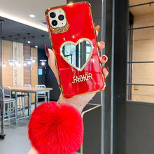Load image into Gallery viewer, 2021 Luxury Electroplating Makeup Mirror iPhone Case With Hairball