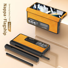 Load image into Gallery viewer, Luxury Nappa Leather Cover Magnetic Hinge Folding Shell Case For Samsung Galaxy Z Fold3 Fold4 5G With S-Pen Slot & Stylus