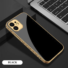 Load image into Gallery viewer, Luxury Baroque Carving Edge Plating Anti-knock Protection Tempered Glass Case For iPhone