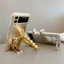 Load image into Gallery viewer, Solid Color Electroplated Bear Stand For Samsung Galaxy Z Flip3/4 Case - mycasety2023 Mycasety
