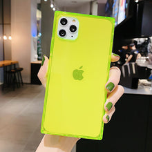 Load image into Gallery viewer, 2021 Square Fluorescent Color Transparent Phone Case For iphone 11 Pro Max X XR XS Max 6S 7 8 Plus SE 2020 Clear Soft Silicone Cover