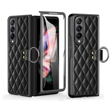 Load image into Gallery viewer, Luxurious Leather Ring Holder Protective Phone Case With Front Protection Film For Samsung Galaxy Z Fold5 Fold4 Fold3