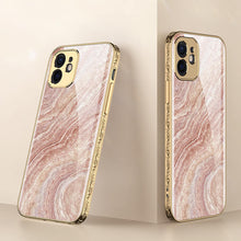 Load image into Gallery viewer, 2021 Luxury Marble Plating Anti-knock Baroque Carving Edge Protection Tempered Glass Case For iPhone
