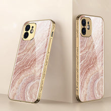 Load image into Gallery viewer, 2021 Luxury Marble Plating Anti-knock Baroque Carving Edge Protection Tempered Glass Case For iPhone