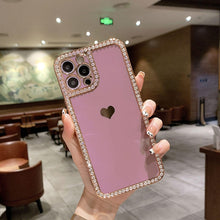 Load image into Gallery viewer, 2021 Luxury Diamond Electroplating Love Heart Protective Case For iPhone