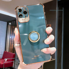 Load image into Gallery viewer, Luxury Electroplated Gold Plating Glitter Case with Ring Holder For iPhone 13 12 11 Pro Max Mini XS XR