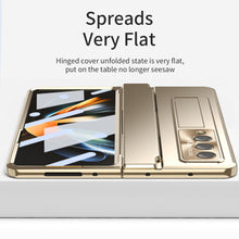 Load image into Gallery viewer, Enhanced Version of Golden Armor Hinge Folding Magnetic Bracket Shell Case For Samsung Galaxy Z Fold3 Fold4 5G With S-Pen Slot & Stylus