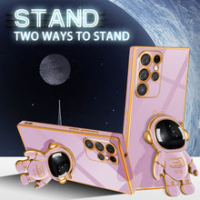 Load image into Gallery viewer, Electroplated Astronaut Stand Cute 6D Spaceman Pattern Phone Case For Samsung Galaxy S23 S22 S21 Ultra Plus Case - {{ shop_name}} varyfun