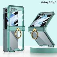 Load image into Gallery viewer, Samsung Galaxy Z Flip 5 Hinge Full Coverage Airbag Phone Case with Ring Front Screen Tempered Glass Protector - mycasety2023 Mycasety