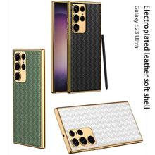 Load image into Gallery viewer, Weaved Pattern Electroplated PU Leather Mobile Phone Case For Samsung Galaxy S23 Ultra Plus