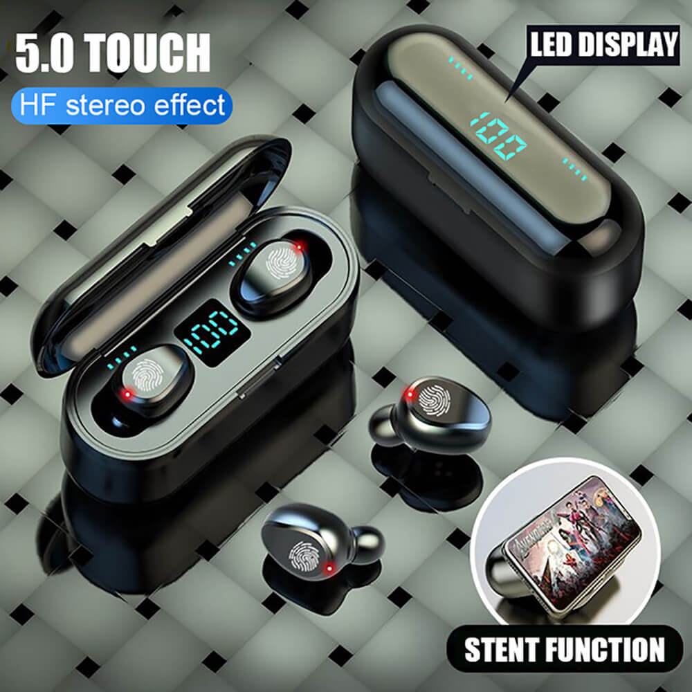 F9 TWS Bluetooth Headphone 5.0 Touch Control Wireless Headset LED Display Earphone Gaming Auriculares