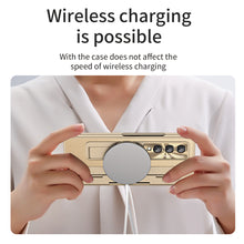 Load image into Gallery viewer, Hinge Folding Leather Magnetic Bracket Shell Electroplated Case For Samsung Galaxy Z Fold3 Fold4 5G Support Wireless Charging