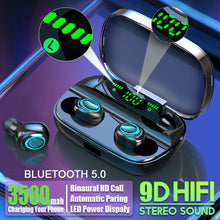 Load image into Gallery viewer, Hembeer Bluetooth Wireless Headphones with Microphone 3500mah Waterproof Earphones HIFI Stereo Noise Cancelling Earbud
