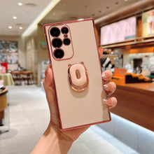 Load image into Gallery viewer, Luxury Electroplating Stand Ring Holder Phone Case With Finger Ring For Samsung Galaxy S23 S22 S21 Ultra Plus