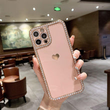 Load image into Gallery viewer, 2021 Luxury Diamond Electroplating Love Heart Protective Case For iPhone