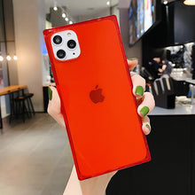 Load image into Gallery viewer, 2021 Square Fluorescent Color Transparent Phone Case For iphone 11 Pro Max X XR XS Max 6S 7 8 Plus SE 2020 Clear Soft Silicone Cover