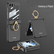 Load image into Gallery viewer, Electroplated hinge all-inclusive Case with Ring Front Screen Tempered Glass Protective Film For Samsung Galaxy Z Flip5 - mycasety2023 Mycasety