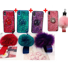 Load image into Gallery viewer, Hair Ball Airbag Bracket Diamond Huawei iPhone Samsung Case