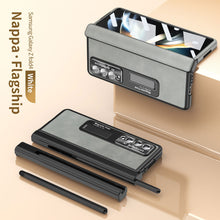 Load image into Gallery viewer, Luxury Nappa Leather Cover Magnetic Hinge Folding Shell Case For Samsung Galaxy Z Fold3 Fold4 5G With S-Pen Slot & Stylus