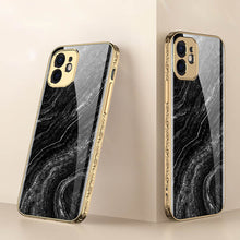Load image into Gallery viewer, 2021 Luxury Marble Plating Anti-knock Baroque Carving Edge Protection Tempered Glass Case For iPhone