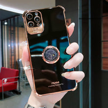 Load image into Gallery viewer, Luxury Electroplated Gold Plating Glitter Case with Ring Holder For iPhone 13 12 11 Pro Max Mini XS XR