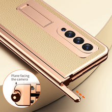 Load image into Gallery viewer, Leather Electroplated Magnetic Stand Phone Cover With Stylus For Samsung Galaxy Z Fold3 Fold4 5G
