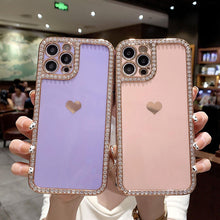 Load image into Gallery viewer, 2021 Luxury Diamond Electroplating Love Heart Protective Case For iPhone