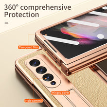 Load image into Gallery viewer, Leather Electroplated Magnetic Stand Phone Cover With Stylus For Samsung Galaxy Z Fold3 Fold4 5G
