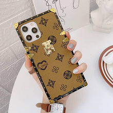 Load image into Gallery viewer, 2021 Luxury Brand Square Flower Leather Phone Case For Iphone 12 Mini 11 Pro X XR XS MAX 7 8 6S Plus Fashion Wrist Bracket Back Cover
