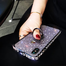 Load image into Gallery viewer, Diamond High Quality Line Black Glitter Ring Phone Case For iPhone