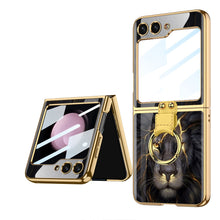 Load image into Gallery viewer, Electroplating Ring Holder Drop-proof Phone Case With Back Screen Protector For Samsung Galaxy Z Flip5 Flip4 Flip3 - mycasety2023 Mycasety