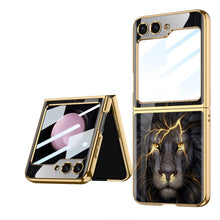 Load image into Gallery viewer, Electroplating Ring Holder Drop-proof Phone Case With Back Screen Protector For Samsung Galaxy Z Flip5 Flip4 Flip3 - mycasety2023 Mycasety