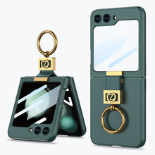 Load image into Gallery viewer, Luxury Leather Z Ring Holder Phone Case With Back Screen Protector For Samsung Galaxy Z Flip5 - mycasety2023 Mycasety