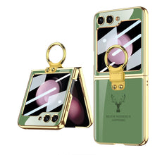Load image into Gallery viewer, Electroplating Deer Pattern Ring Holder Drop-proof Phone Case With Back Screen Protector For Samsung Galaxy Z Flip5 - mycasety2023 Mycasety