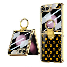 Load image into Gallery viewer, Electroplating Ring Holder Drop-proof Phone Case With Back Screen Protector For Samsung Galaxy Z Flip5 Flip4 Flip3 - mycasety2023 Mycasety