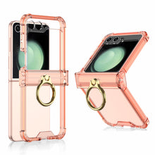 Load image into Gallery viewer, Soft Clear Ring Holder Hinge Airbag Protective Phone Case For Samsung Galaxy Z Flip5 Flip4 Flip3 - mycasety2023 Mycasety