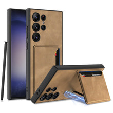 Load image into Gallery viewer, Frosted Leather Phone Case With Card Holder For Samsung Galaxy S24 Ultra Plus