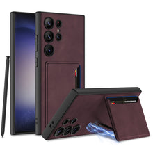 Load image into Gallery viewer, Frosted Leather Phone Case With Card Holder For Samsung Galaxy S24 Ultra Plus