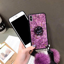 Load image into Gallery viewer, Hair Ball Airbag Bracket Diamond Huawei iPhone Samsung Case