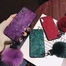 Load image into Gallery viewer, Hair Ball Airbag Bracket Diamond Huawei iPhone Samsung Case